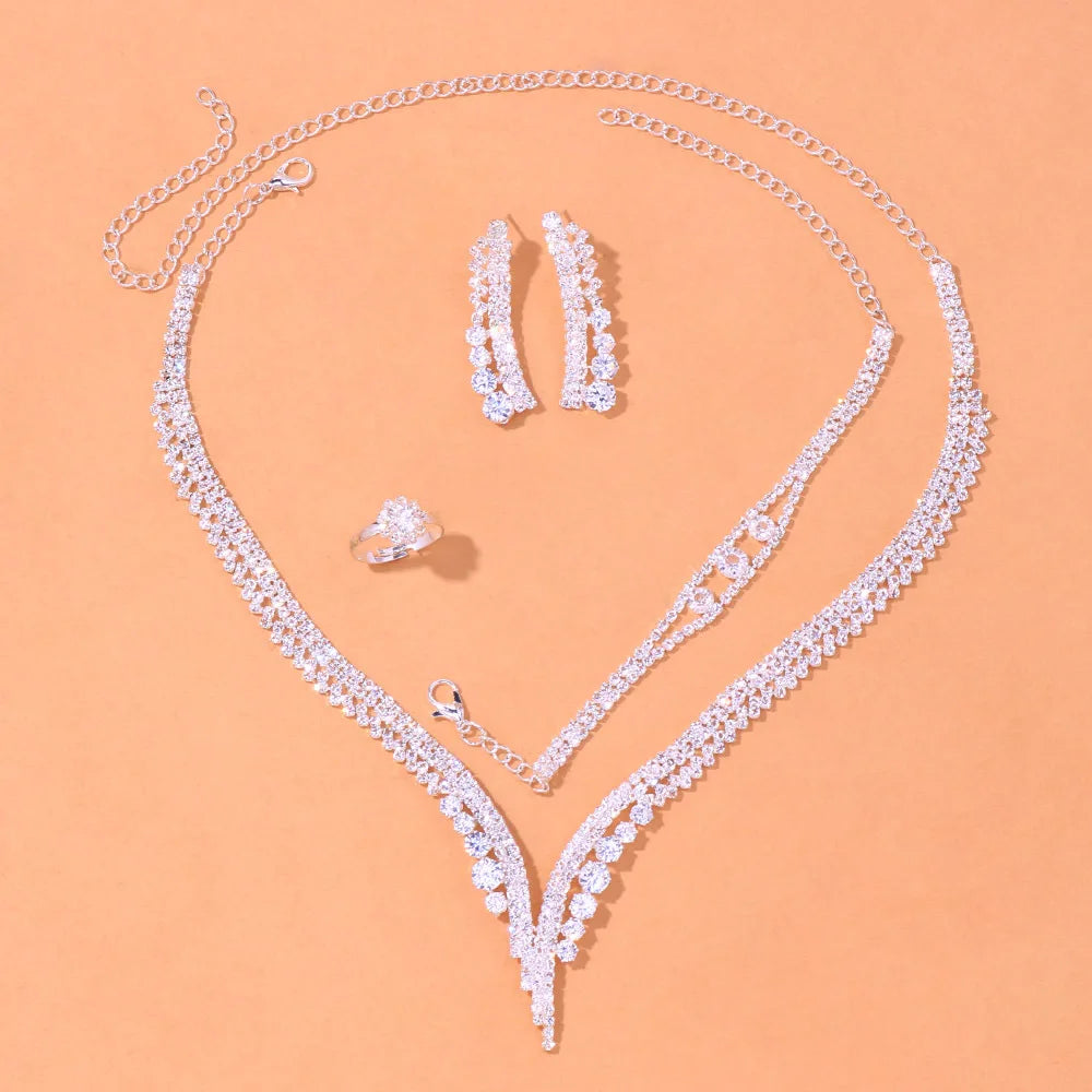 Bridal Necklace set Crystal Necklace and earrings set Diamond Bridal Jewelry Set Silver Bridal Earrings Crystal Wedding Necklace Set
