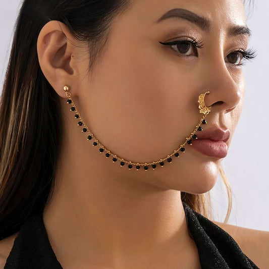 Nose Chain | Nose to Ear Chain | Face Chain| Nose Chain Earring | Nose Cuff Chain | Clip on Nose Chain