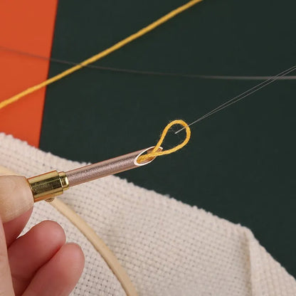 11Pcs PUNCH NEEDLE Set Embroidery Kits Wooden Yarn Embroidery Pen Crochet Knitting DIY Craft Stitching Sewing Tools