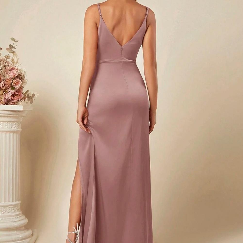 Dusty Pink Satin Maxi Dress – Elegant Bridesmaid & Formal Evening Gown