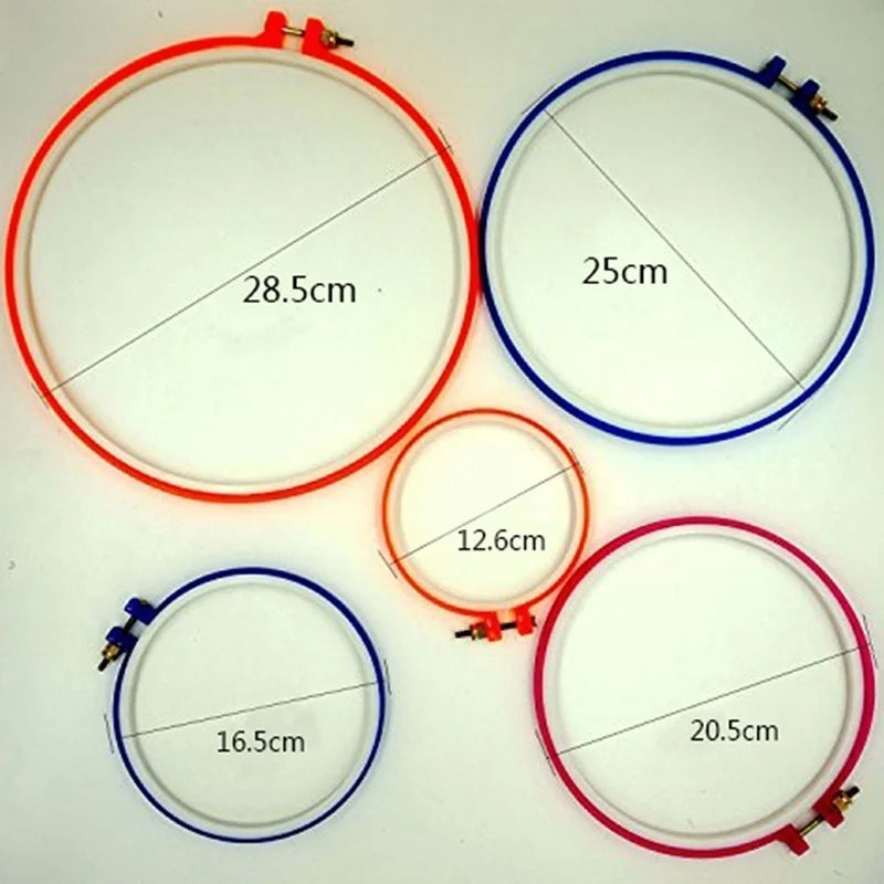 5 PCS Adjustable Plastic Embroidery Hoop Set - Cross Stitch Ring Frames, Durable Sewing Tools for Needlework Projects-CheekyMeeky