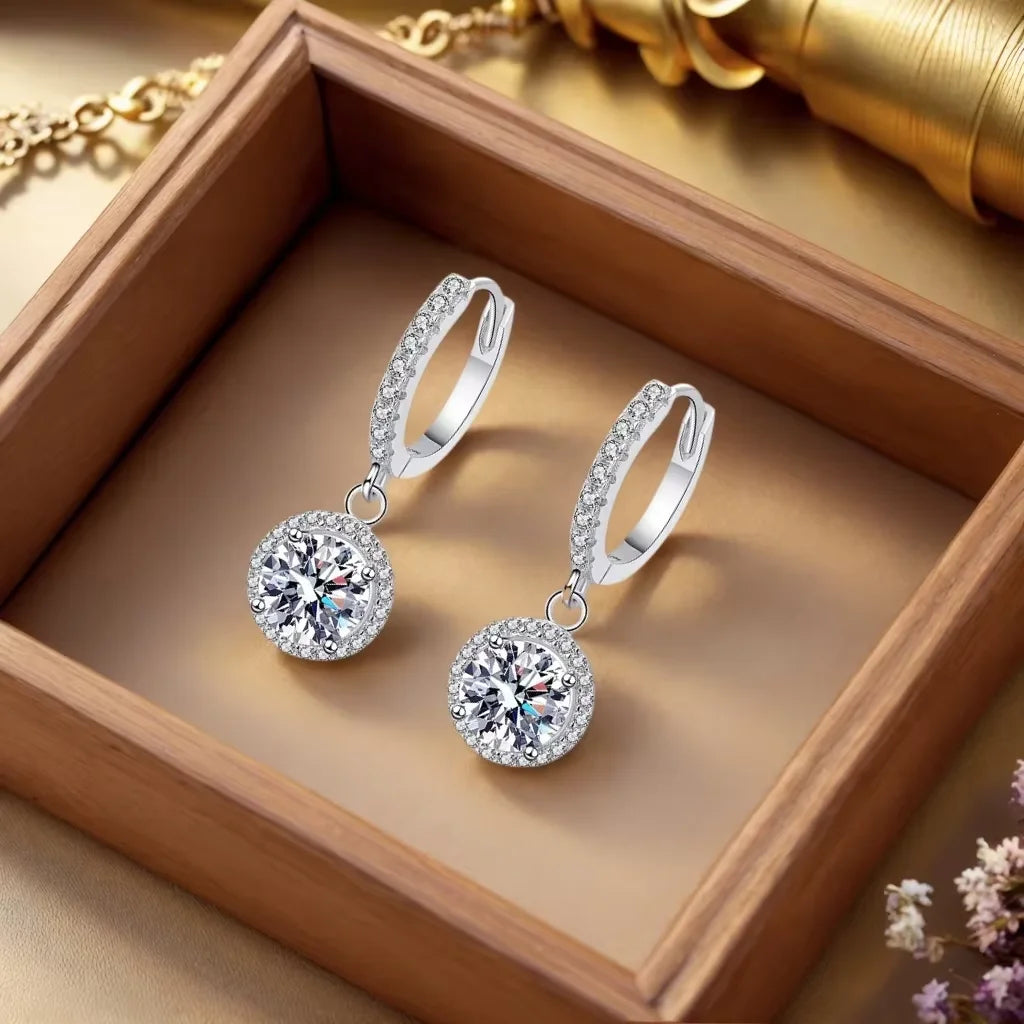925 Sterling Silver Round Earrings for Women – Elegant Luxury Evening Jewellery