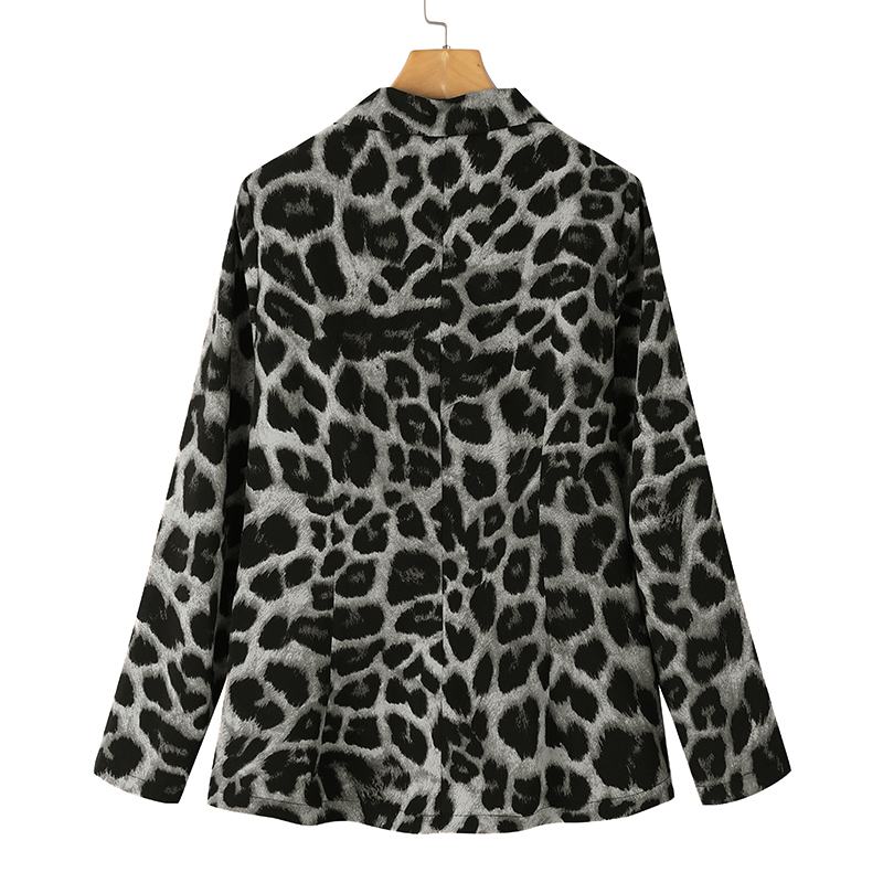 Leopard Print Lightweight Blazer for Women – Long Sleeve Autumn Jacket