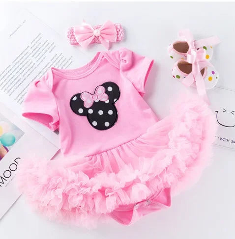 Cute Baby Girls' Pink Romper Dress for Birthday Celebrations Baby Girls dress  romper Baby birthday dress Baby pink dress