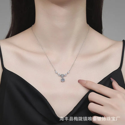 925 Sterling Silver Leaf Pendant Necklace for Women | 5A Zircon Wedding & Bridal Jewellery