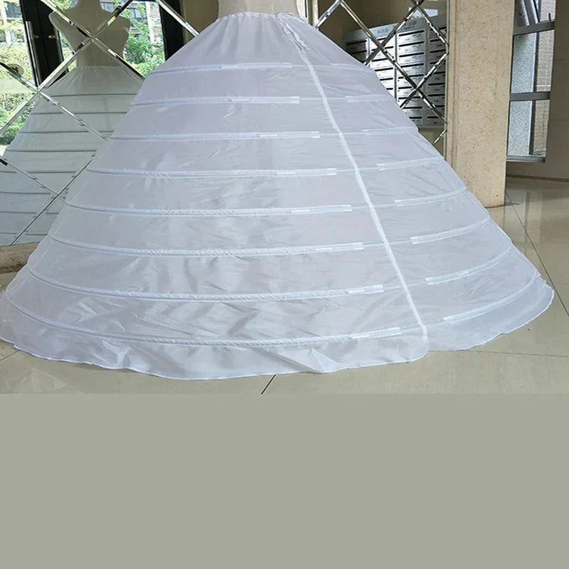 White 8 Hoop Petticoat Crinoline – Super Puffy Wedding & Princess Dress Underskirt