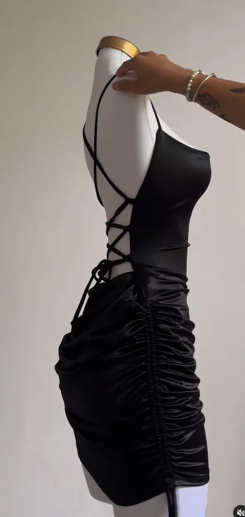 Women’s Lace-Up Halter Summer Dress – Holiday Beach Party Outfit