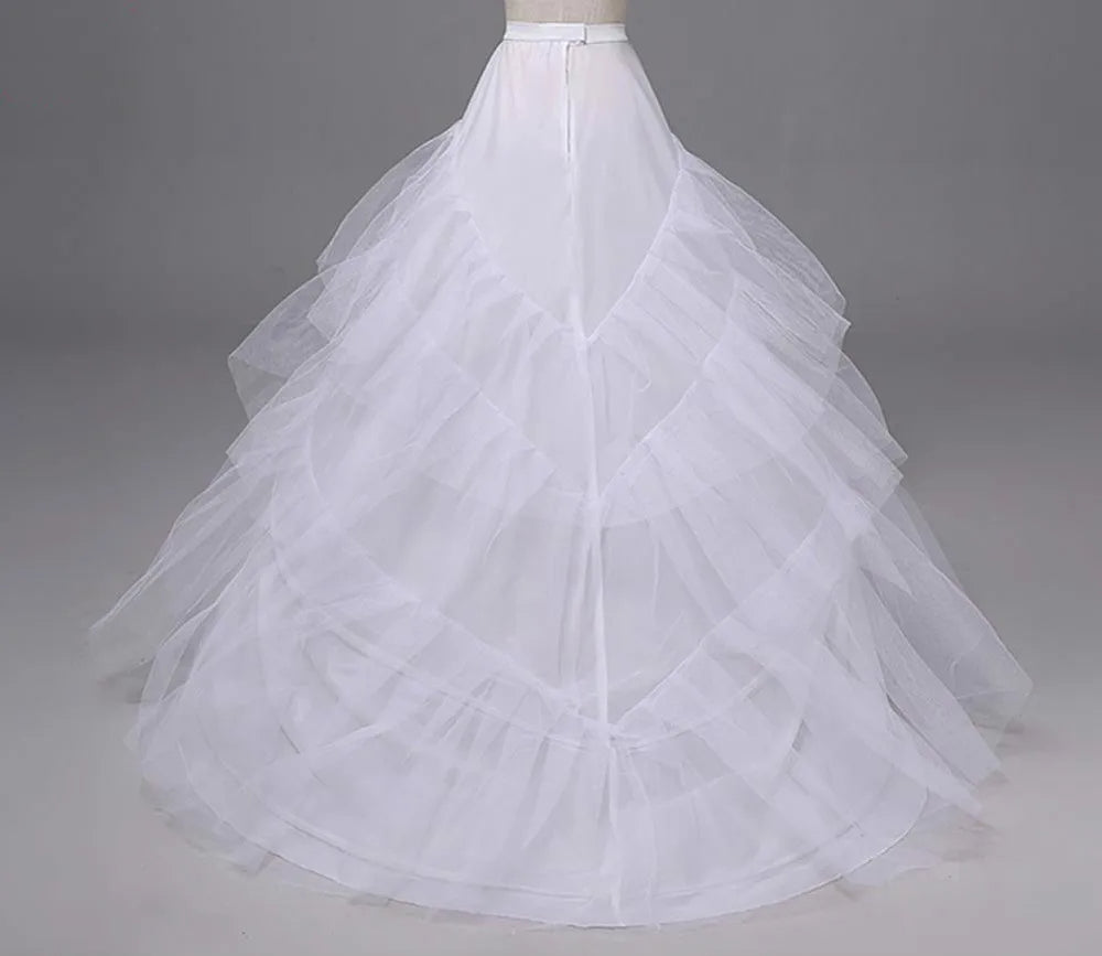 White Long Train Petticoat – 3 Hoop Crinoline Underskirt for Bridal & Wedding Dresses