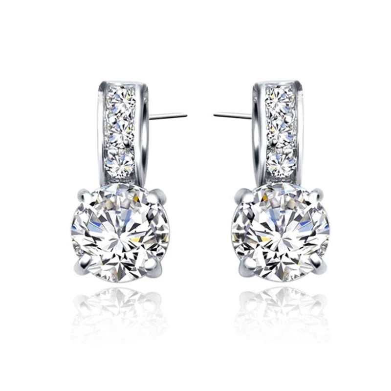925 Sterling Silver Bridal Jewellery Set | CZ Crystal Pendant Necklace & Stud Earrings