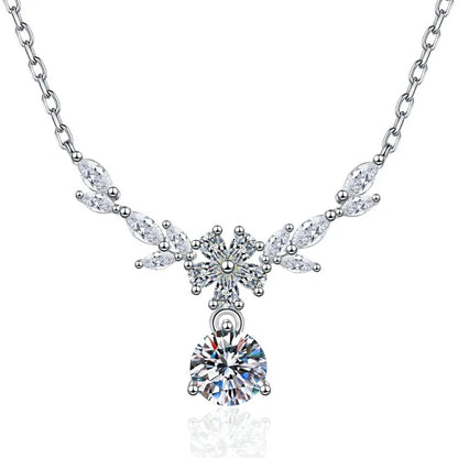 925 Sterling Silver Leaf Pendant Necklace for Women | 5A Zircon Wedding & Bridal Jewellery