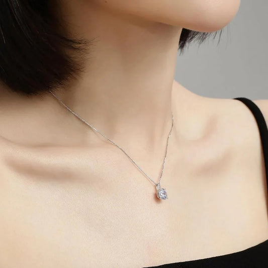 925 Sterling Silver Bridal Jewellery Set | CZ Crystal Pendant Necklace & Stud Earrings