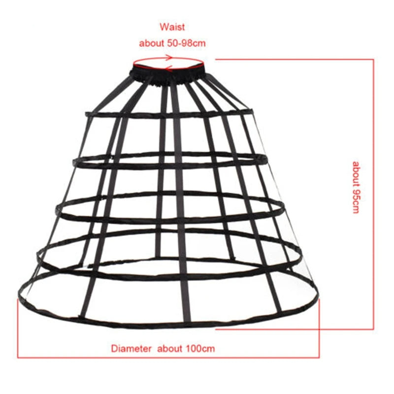 Woman Crinoline Cage Underskirt White Black Petticoats Skirt Woman Hoop Skirt