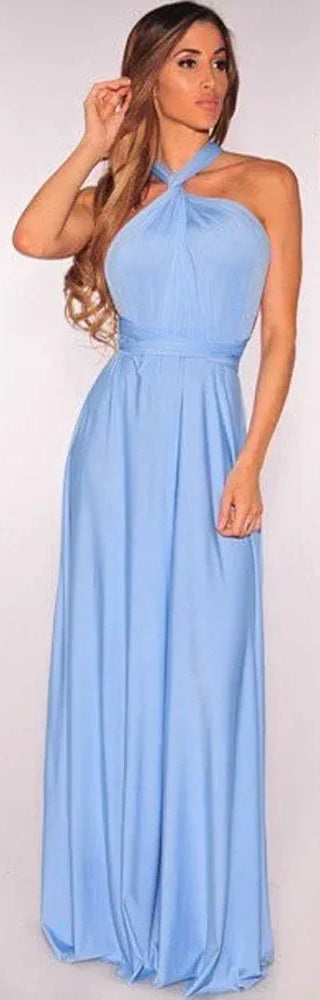 Women's Multi-Way Strappy V-Neck Maxi Dress – Elegant Summer & Evening Dress
