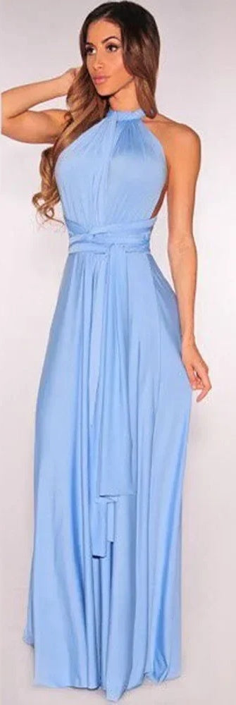 Women's Multi-Way Strappy V-Neck Maxi Dress – Elegant Summer & Evening Dress