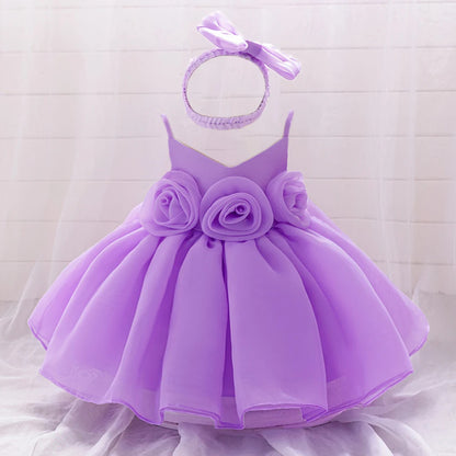 Elegant 3D Flower Baby Party Dress | Christmas, 1st Birthday, Toddler Princess, Wedding & Bridesmaid Gown