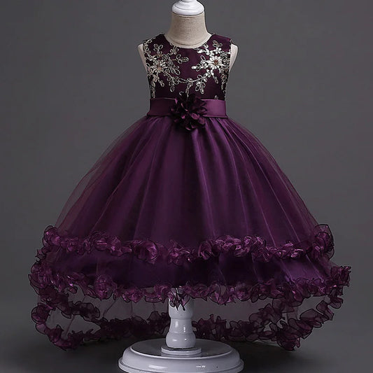 Girls Purple dress, Purple dress for girls ,trailing dress Girls birthday dress girl's long dress