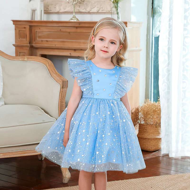 Elegant Girl Dresses, Sequins Princess Dress Baby Girl Birthday Party Dress, Girls Tutu Dress,Girls Fluffy Dress-CheekyMeeky