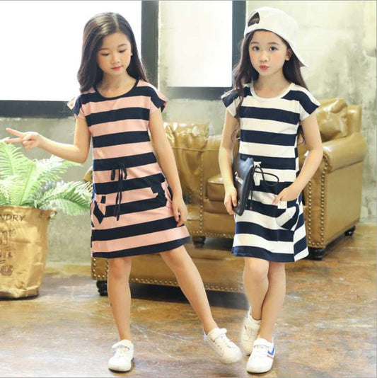 Stripe Print Dresses for Girls Kids, Casual Wear for girls