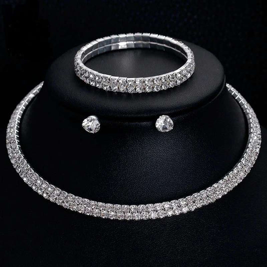 Choker Necklace Earrings Bracelet | Bridal Necklace | Bridal Jewelry | Choker Set | Wedding Choker Set | Rhinestone Choker | Bridal Choker set