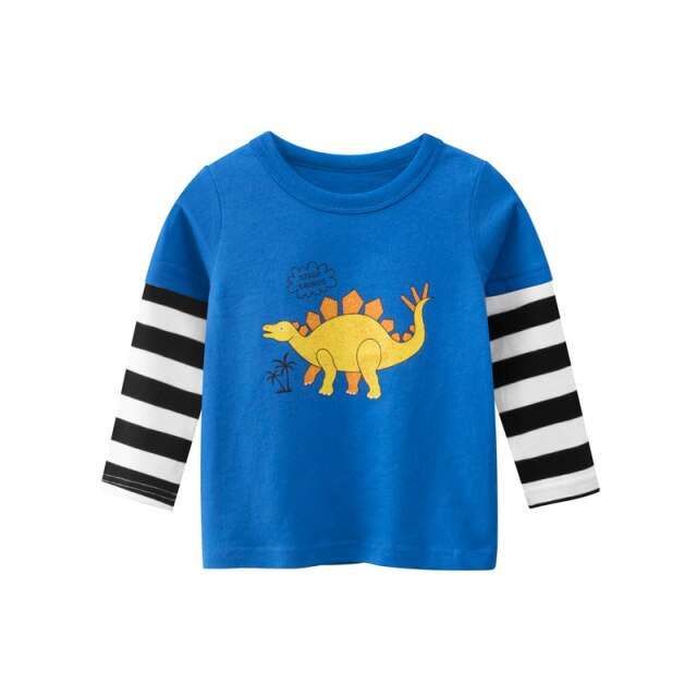 Cartoon Dinosaur Long Sleeve T-Shirts for Girls and Boys-CheekyMeeky