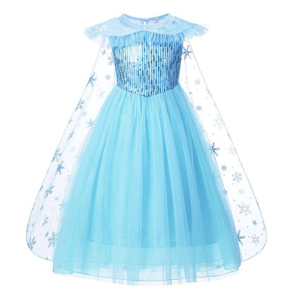 Princess Party Snow Queen Dress With Cloak, Girls Princess Dress, Girls Princess Party Dress, Snow Queen Costume, Princess Costume, Princess Cosplay dress, Girls Birthday Dress-CheekyMeeky