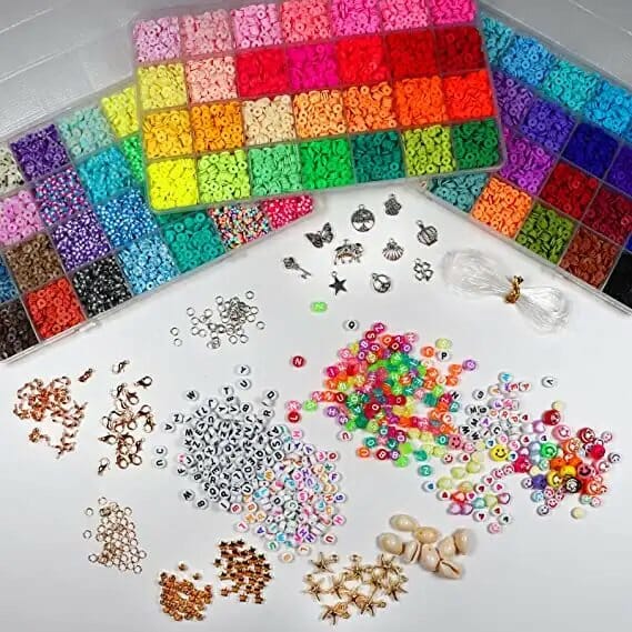 13200PCS 84 Colours Flat Round Polymer Clay Beads Kit Heishi Alphabet Letter Beads for Jewellery Bracelet Necklace Making
