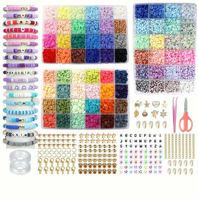 10800pcs Clay Beads for Bracelet Making Kit 72 Colors Spacer Heishi Beads Jewelry Making Kit-CheekyMeeky