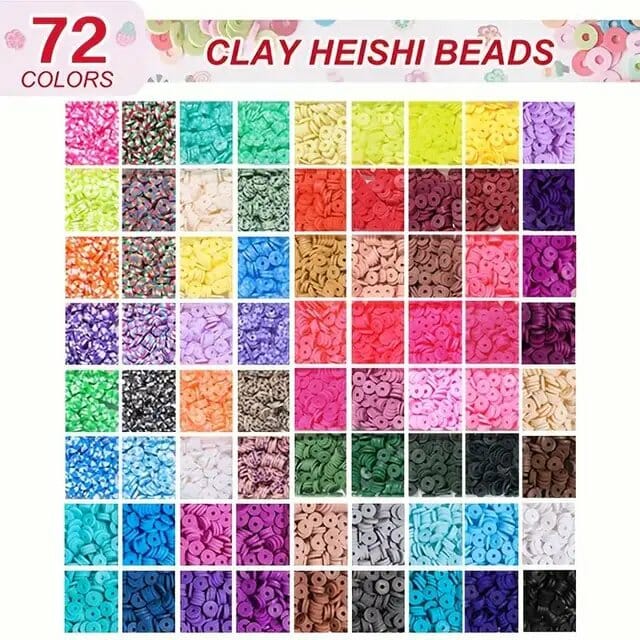 10800pcs Clay Beads for Bracelet Making Kit 72 Colors Spacer Heishi Beads Jewelry Making Kit-CheekyMeeky