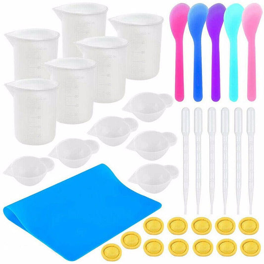 36PCS DIY Silicone Mixing Measuring Cups UV Resin Mold DIY Casting Jewelry Tool