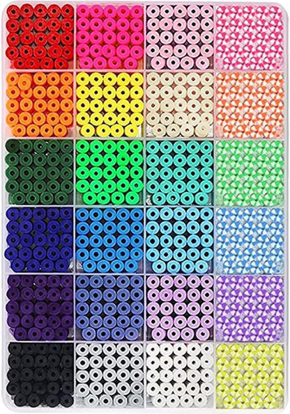 6000pcs 24 Colors Polymer Clay Round Disc Spacer Heishi Beads Jewelry Making Kit