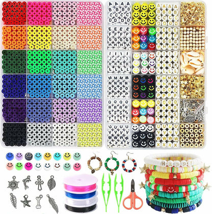 7200pcs Polymer Clay Beads Set 24 Colors Clay Round Disc Spacer Heishi Beads Jewelry Making Kit-CheekyMeeky