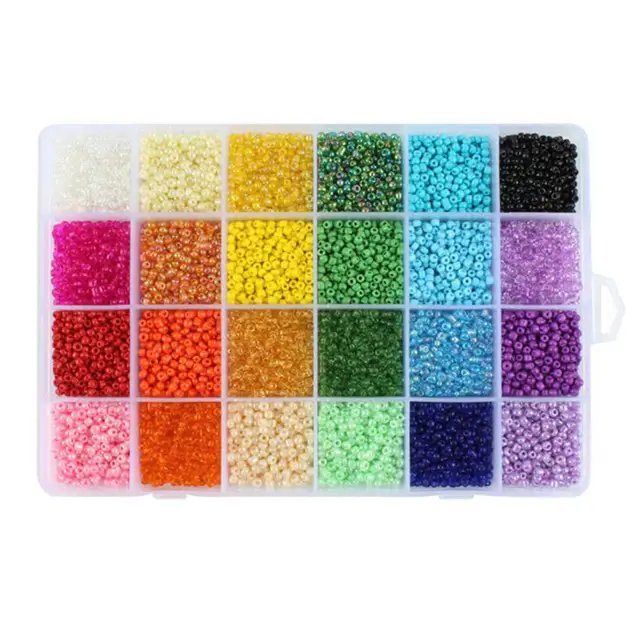 24000Pcs 3mm Glass Seed Beads 24 Colours Loose Beads Kit Bracelet Beads DIY Art