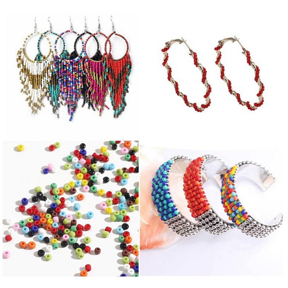 12000Pcs 3mm Glass Seed Beads 24 Colors Loose Beads Kit Bracelet Beads DIY