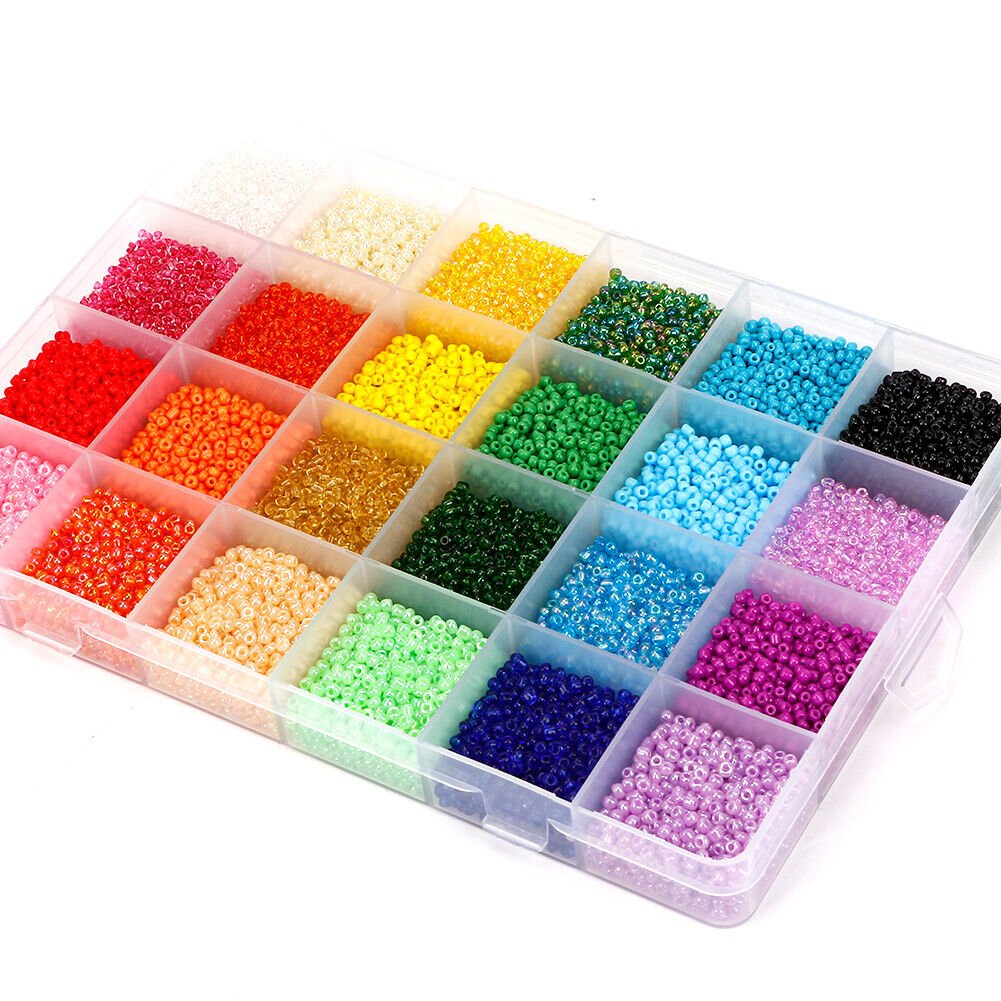 24000Pcs 3mm Glass Seed Beads 24 Colours Loose Beads Kit Bracelet Beads DIY Art-CheekyMeeky