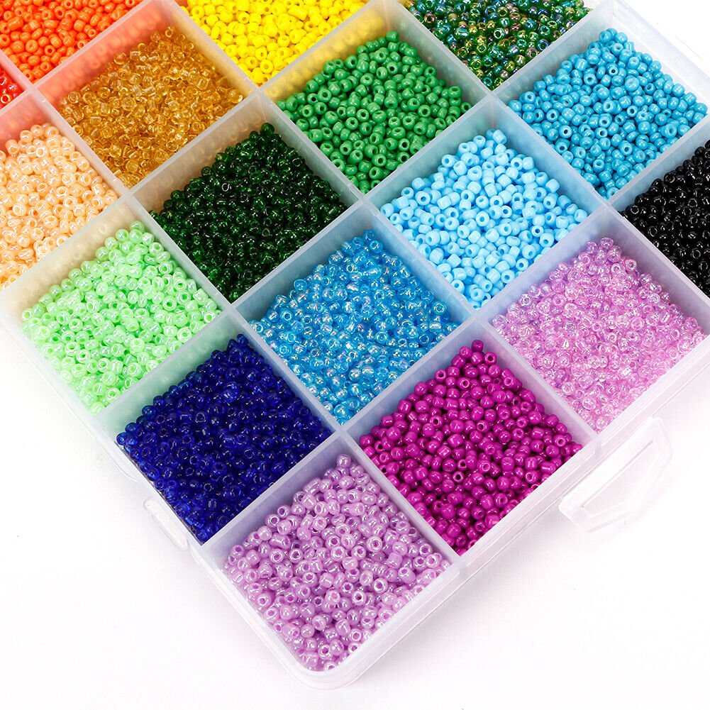 24000Pcs 3mm Glass Seed Beads 24 Colours Loose Beads Kit Bracelet Beads DIY Art-CheekyMeeky