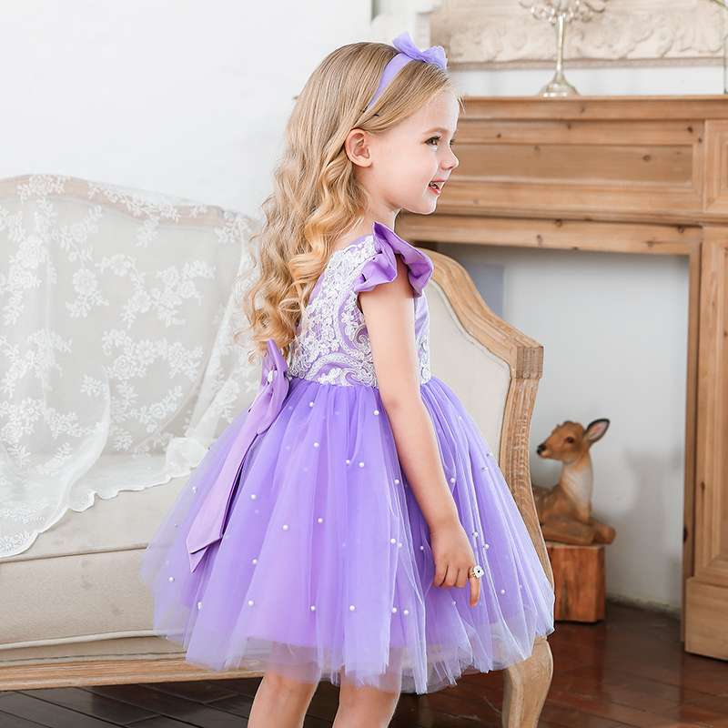 Flower girl dress, Lace Tulle dress, Purple Dress, Girls birthday dress, Girls Tutu Dress, Elegant Girl Dresses, Baby Girl Dress-CheekyMeeky