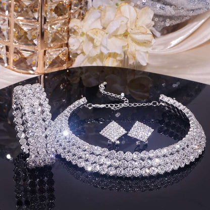 Silver Crystal Choker | Diamond choker jewelry | Rhinestone choker Necklace | Gem choker | Wedding Jewelry | Silver Choker