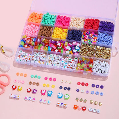 12 Colors 4000pcs DIY Ceramic Loose Bead Set 6mm Flat Round Polymer Clay Beads Jewelry Making Kit
