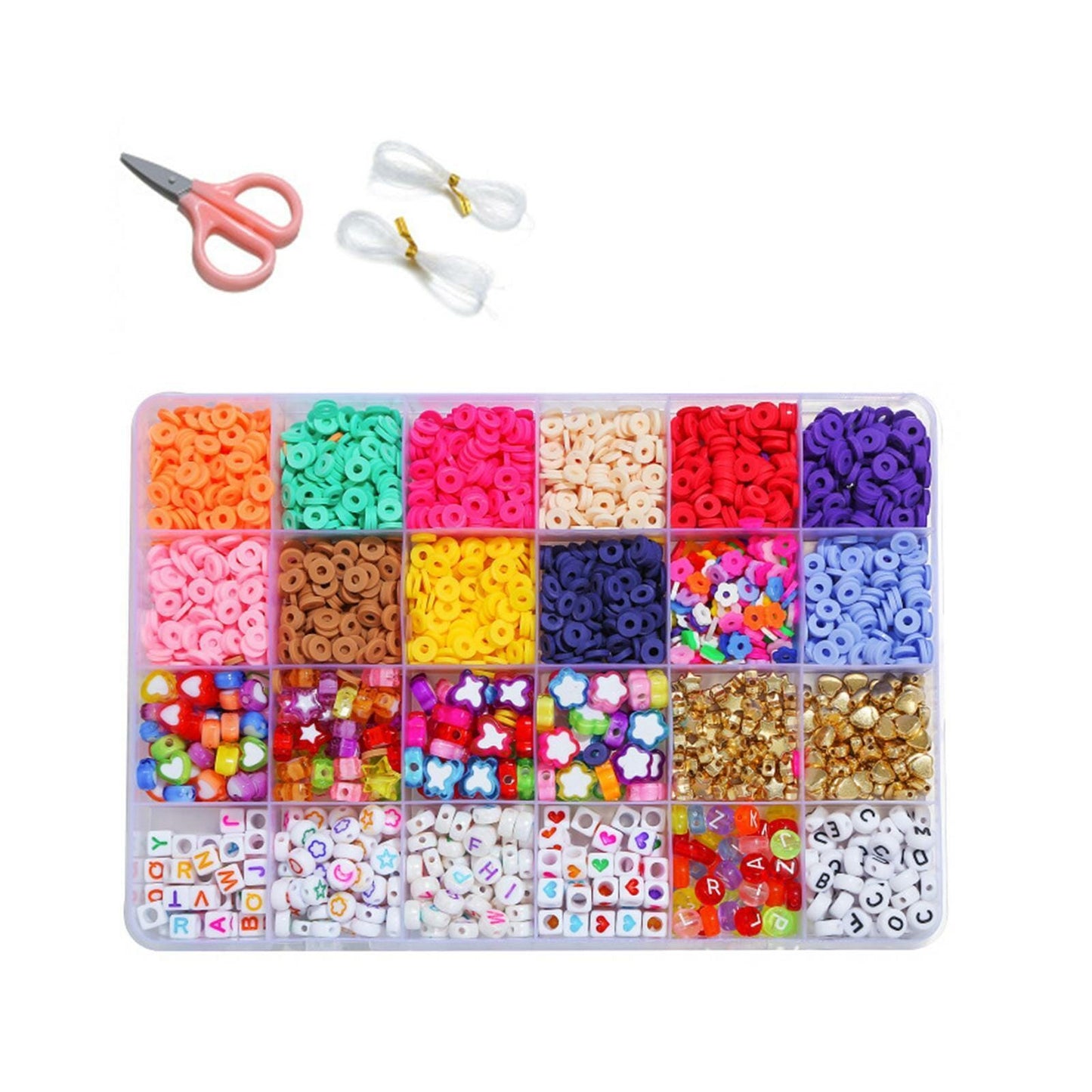 12 Colors 4000pcs DIY Ceramic Loose Bead Set 6mm Flat Round Polymer Clay Beads Jewelry Making Kit