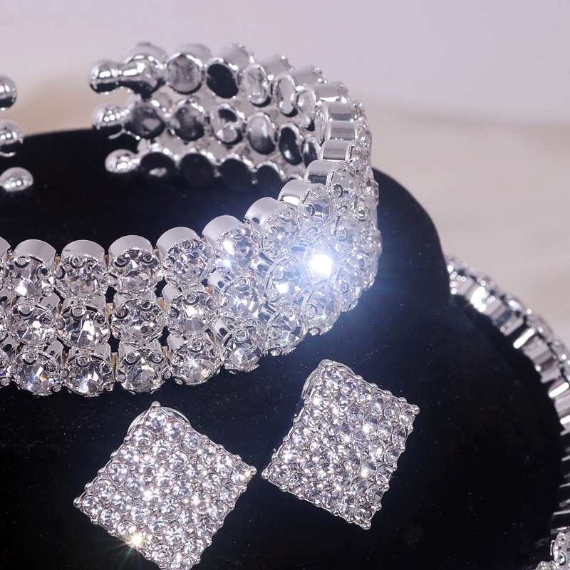 Silver Crystal Choker | Diamond choker jewelry | Rhinestone choker Necklace | Gem choker | Wedding Jewelry | Silver Choker