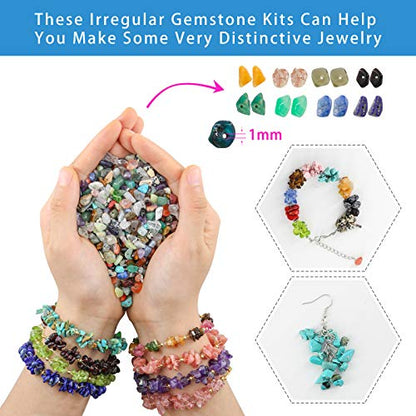 1330Pcs Irregular Crystal Chips, Natural Gemstone Beads Kit for DIY Bracelet Necklace Earring-CheekyMeeky