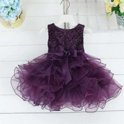 Lace Tulle Princess TUTU Girl Dress, Bridesmaid Fairy Dress, Baby Girls layered Dresses, Formal Ball Gown For Kids, Party Prom Dress, Girls Purple Dress-CheekyMeeky