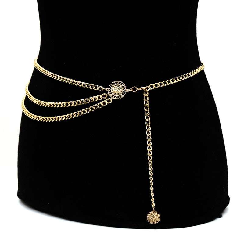 Woman Waist Piece, Vintage waist chain, golden layered belly chain, thick chain belt, trouser chain, queen waist chain, Cute Belt, Hippie Belt, Silver Gold Belt