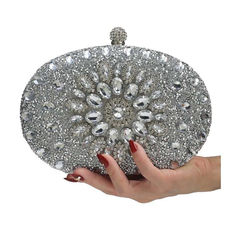 Crystal Beaded Bridal Clutch, Wedding Crystal Clutch, Bridal Clutch Bag,Clutch Bags, Diamond Rhinestone Purse, Female clutches, Chain Handbags, Wedding Purse , Evening Bag-CheekyMeeky