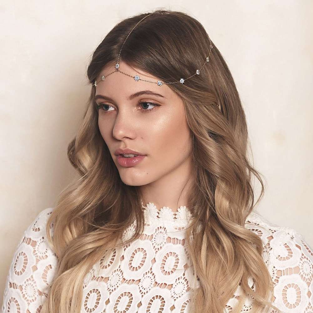 Flower Headband Chain Headpiece Wedding Hair Jewelry Bohemia Hair Chain Women Hair Accessories Women Headpiece Bridal Wedding Head Chain-CheekyMeeky