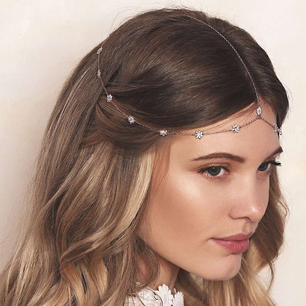 Flower Headband Chain Headpiece Wedding Hair Jewelry Bohemia Hair Chain Women Hair Accessories Women Headpiece Bridal Wedding Head Chain-CheekyMeeky