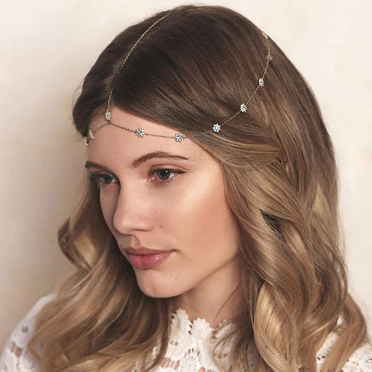 Flower Headband Chain Headpiece Wedding Hair Jewelry Bohemia Hair Chain Women Hair Accessories Women Headpiece Bridal Wedding Head Chain
