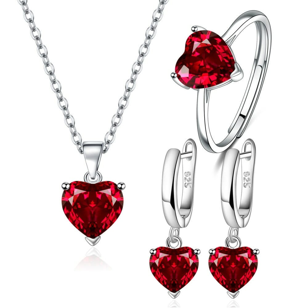 925 Sterling Silver Heart Zircon Jewelry Set, Featuring Heart Pendant Necklace – The Perfect Gift for Her - Heart Necklace-CheekyMeeky