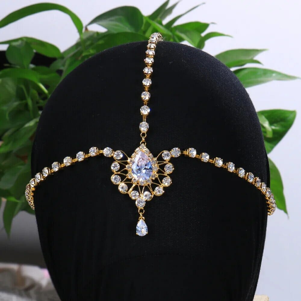 Forehead Chain Headpiece, Boho Indian Headpiece Hair chain Jewellery, Head Chain, Forehead Headpiece-CheekyMeeky