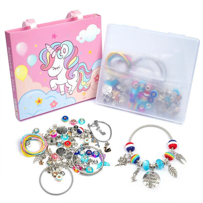 68Pcs Bead Bracelet Making Kit, DIY Beads with cartoon charm, Craft Jewelry Accessories, Unicorn Charm Jewelry making kit-CheekyMeeky